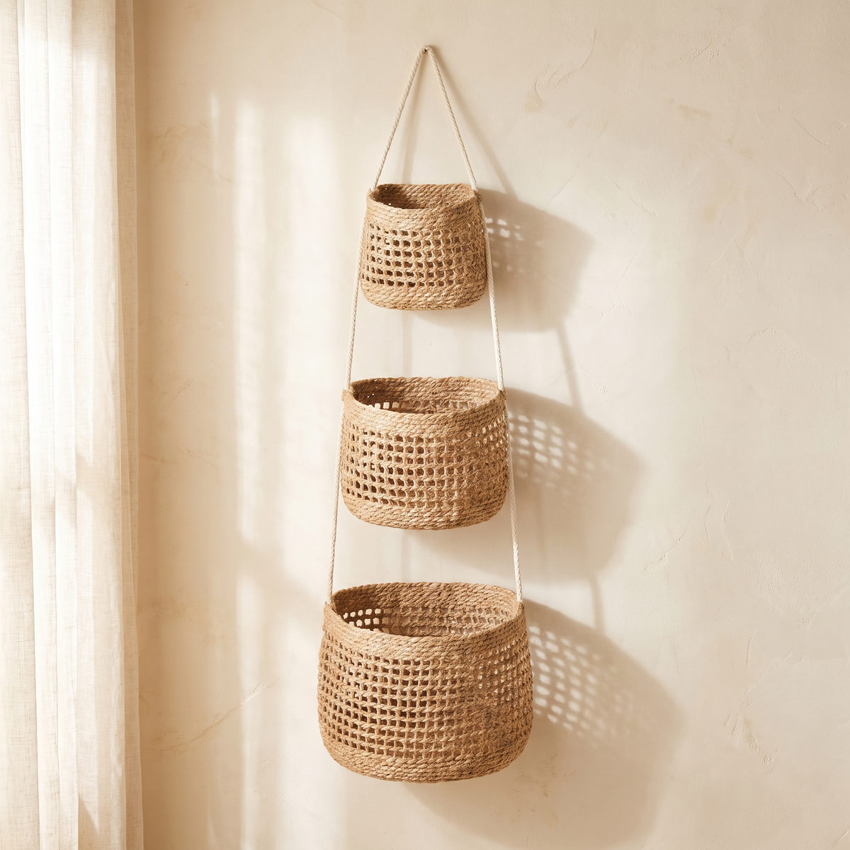 Layered Woven Wall Hanging Baskets