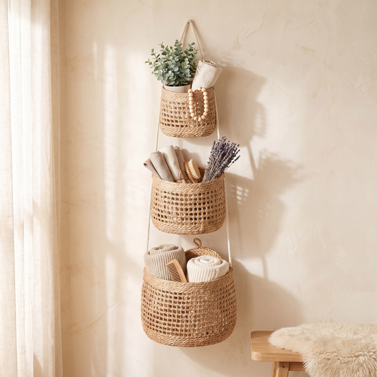 Layered Woven Wall Hanging Baskets